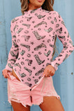 Printed Mock Neck Long Sleeve Bodysuit - felvior