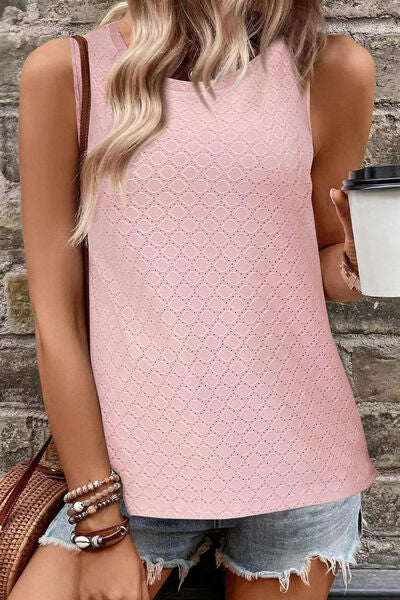 Florira Eyelet Round Neck Tank - felvior