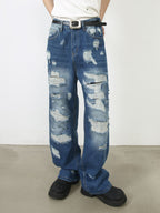 Men's Distressed Jeans with Pockets