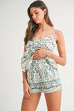 MABLE Floral Printed Peplum Top and Shorts Set - felvior