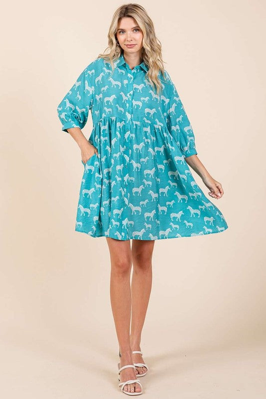 Mittoshop Zebra Print Button Down Shirt Mini Dress - felvior