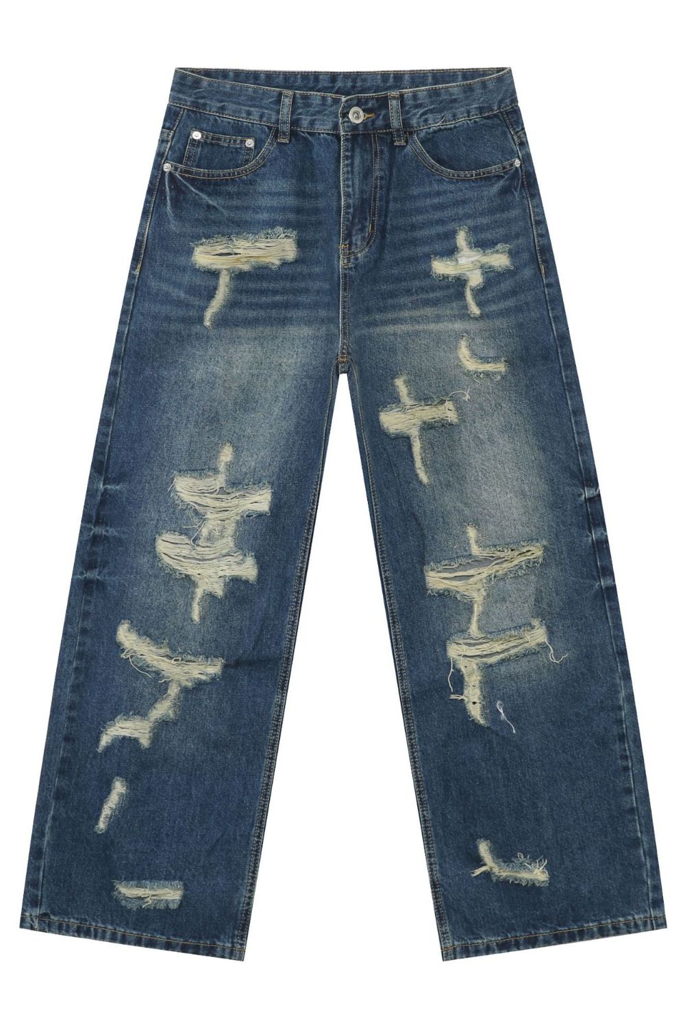 Men's Distressed Jeans with Pockets