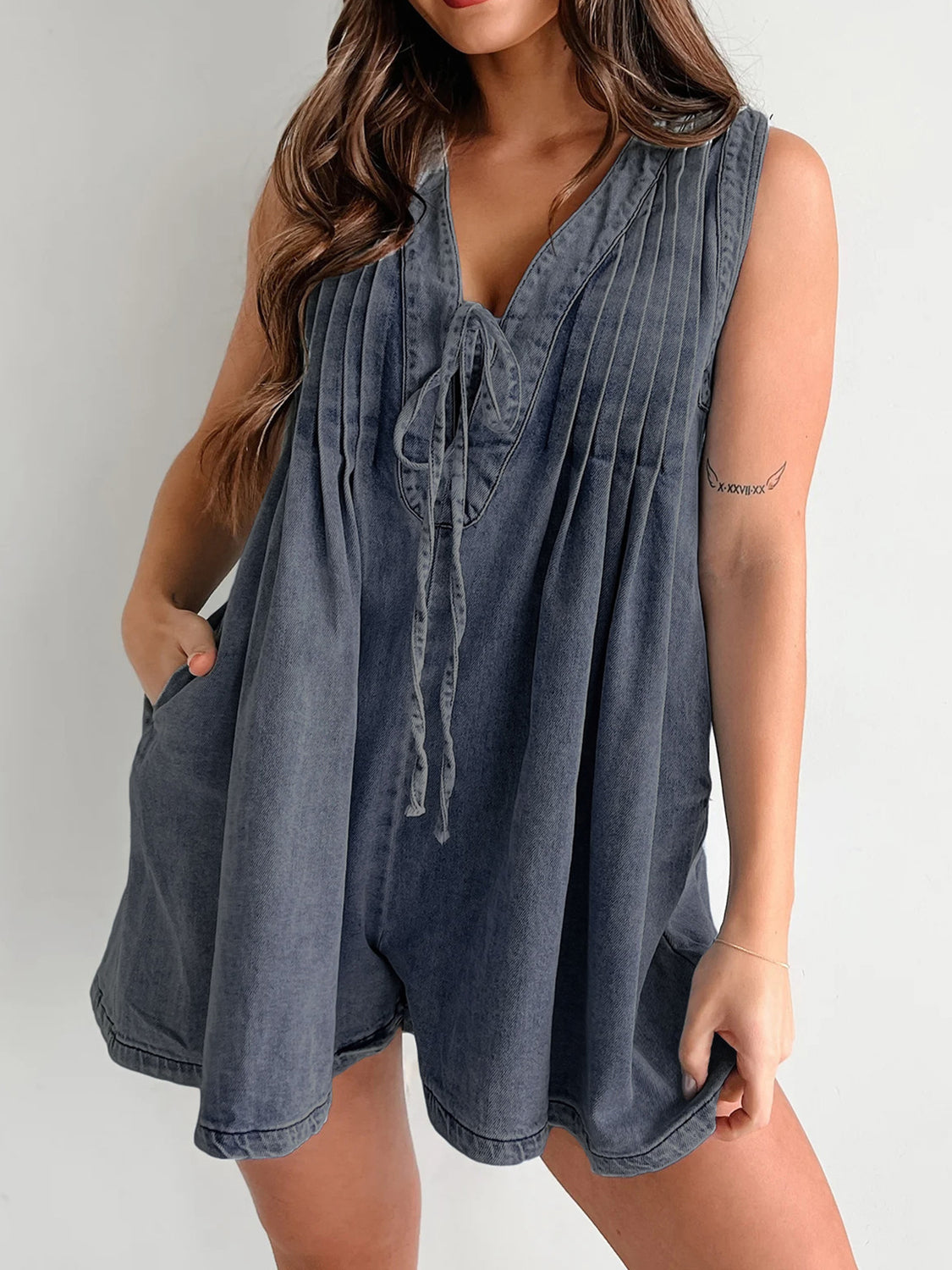 Tied Romper with Pockets - felvior