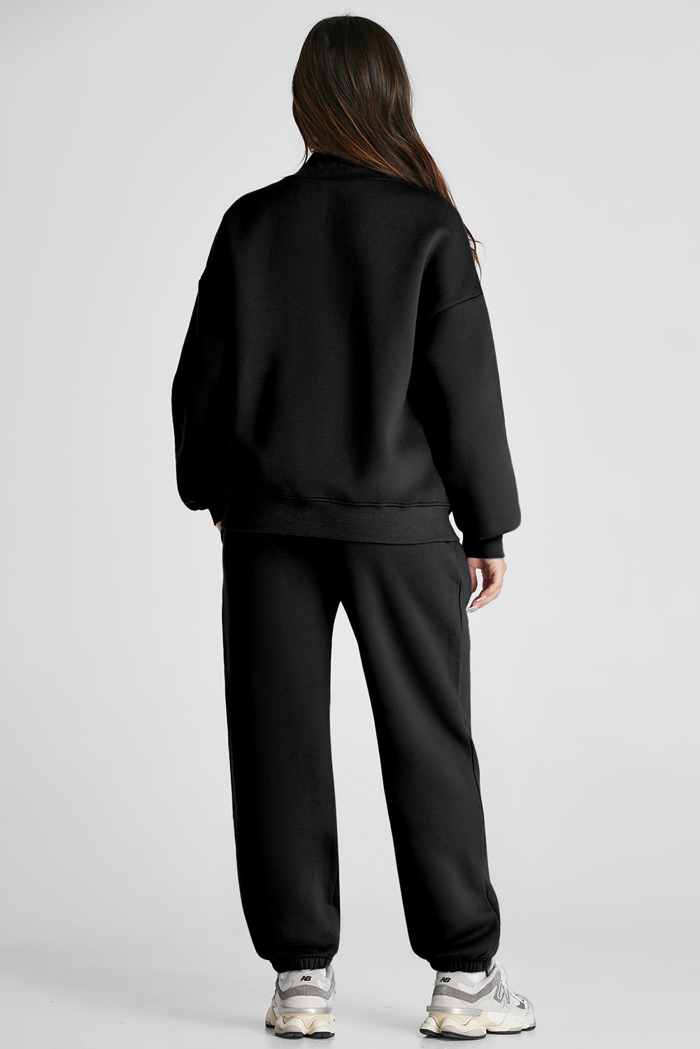 Quarter Zip Long Sleeve Top and Pants Set - felvior