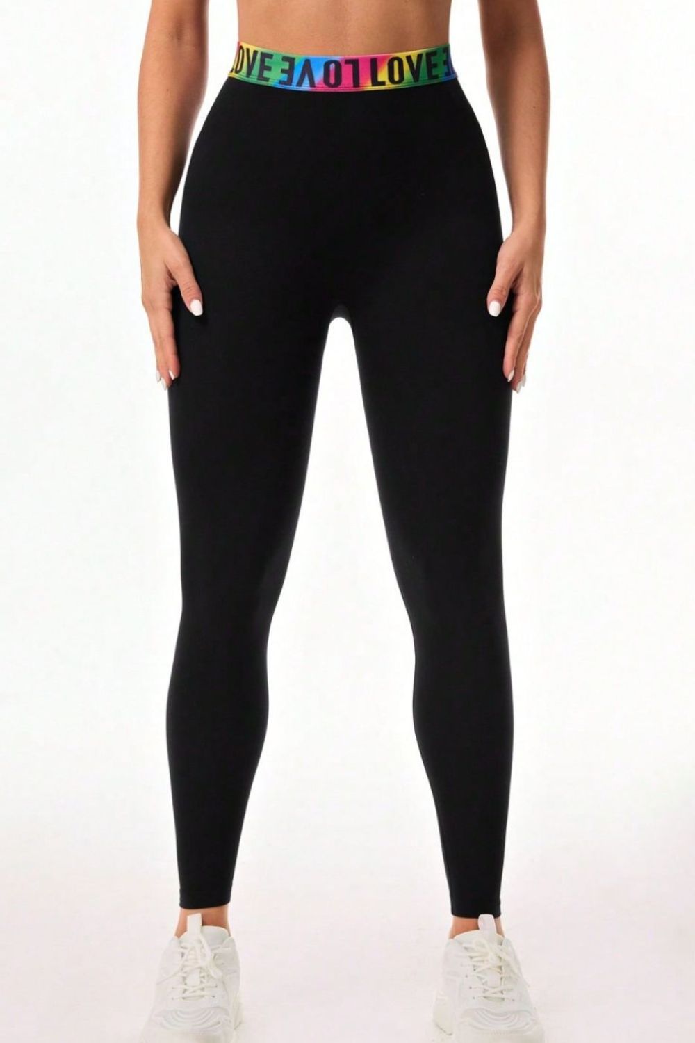 Letter Printed High Waist Active Leggings - felvior