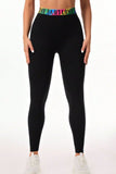 Letter Printed High Waist Active Leggings - felvior