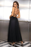 Lace-Up Backless Mesh Dress - felvior