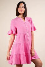 VERY J Plus Size Mineral Washed Woven Mini Dress