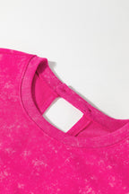 Mineral Wash Hollow Out Back Drawstring Waist Romper