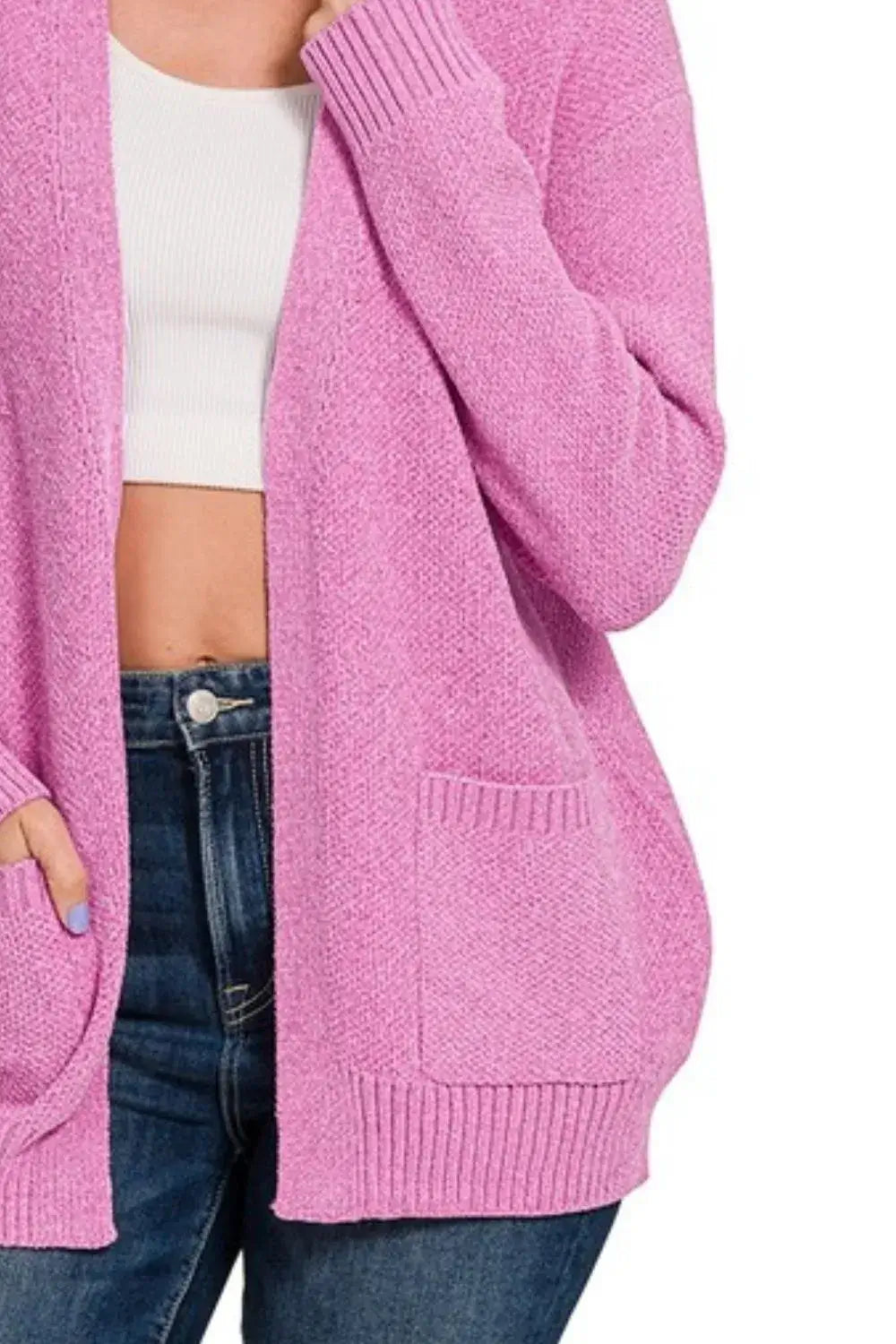 Zenana Melange Open Front Sweater Cardigan