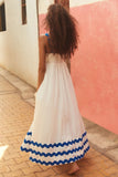 Contrast Trim Square Neck Wide Strap Dress - felvior