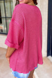 Textured Cuffed Short Sleeve Top - felvior