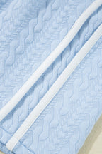 Contrast Trim Textured Crewneck Tee and Pocketed Skirt Set