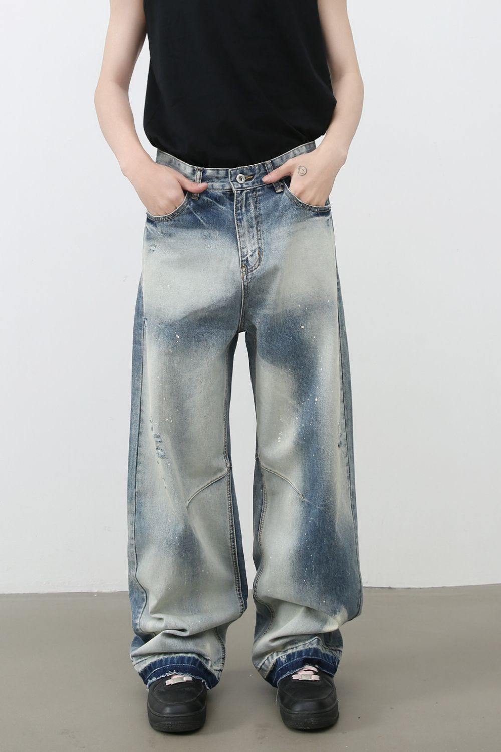 Men's Distressed Wide Leg Jeans Hauptbild