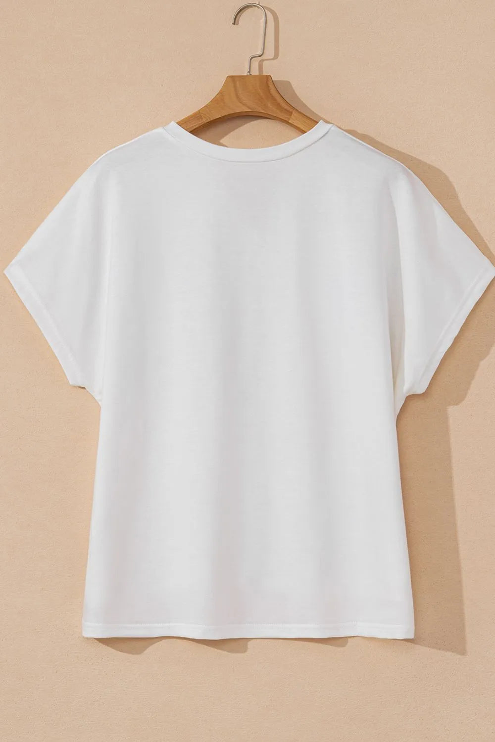 Floral Applique Notched Dolman Sleeve Top