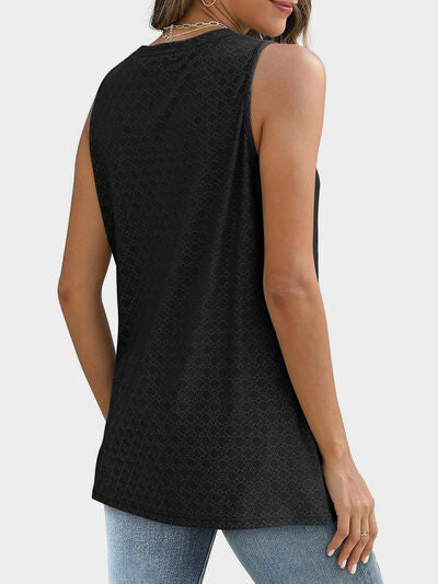 Florira Eyelet Round Neck Tank - felvior