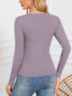 Notched Long Sleeve T-Shirt
