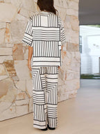 Button Down Half Sleeve Top and Pants Set