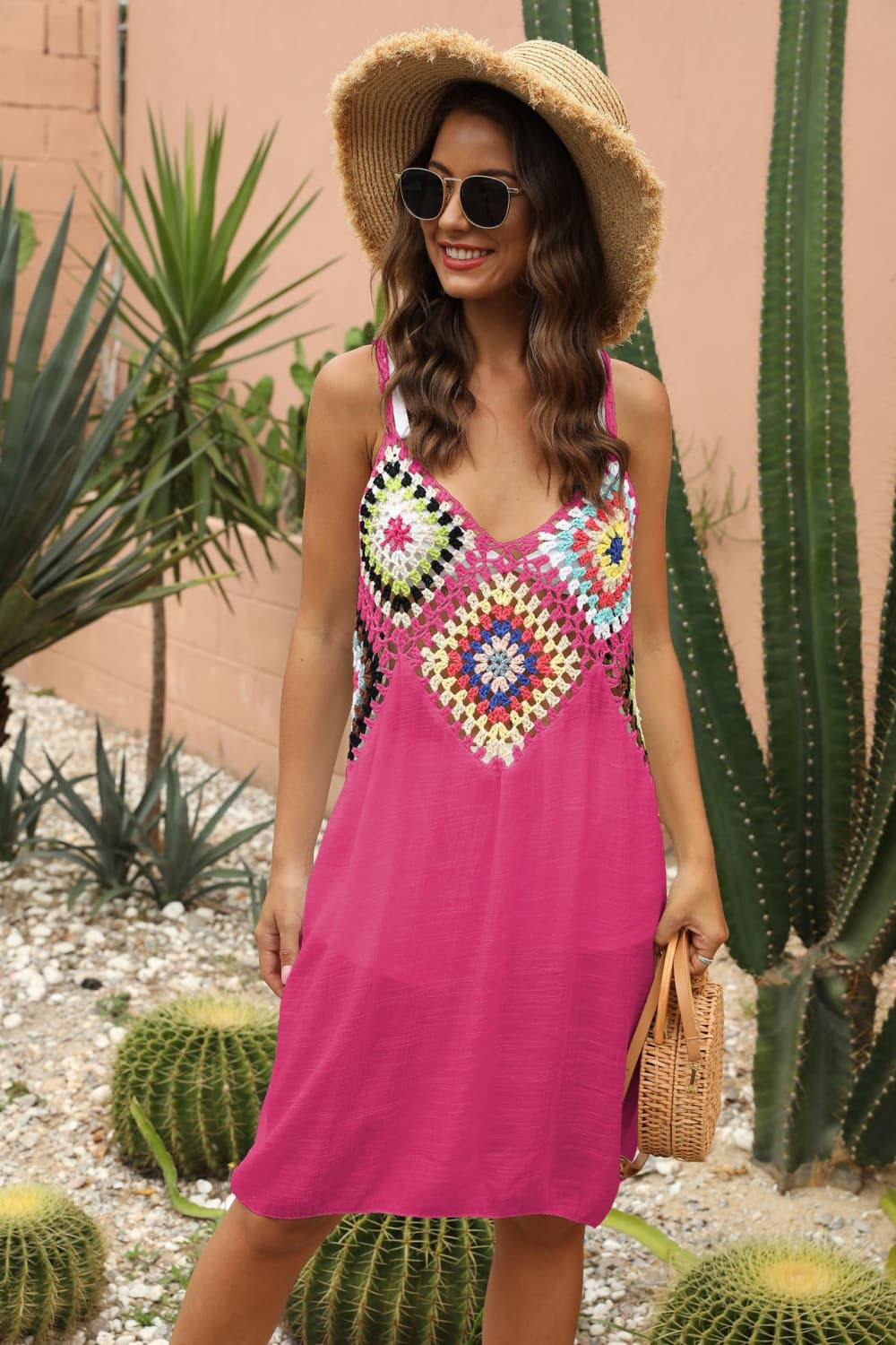 Openwork Sleeveless Embroidery Dress - felvior