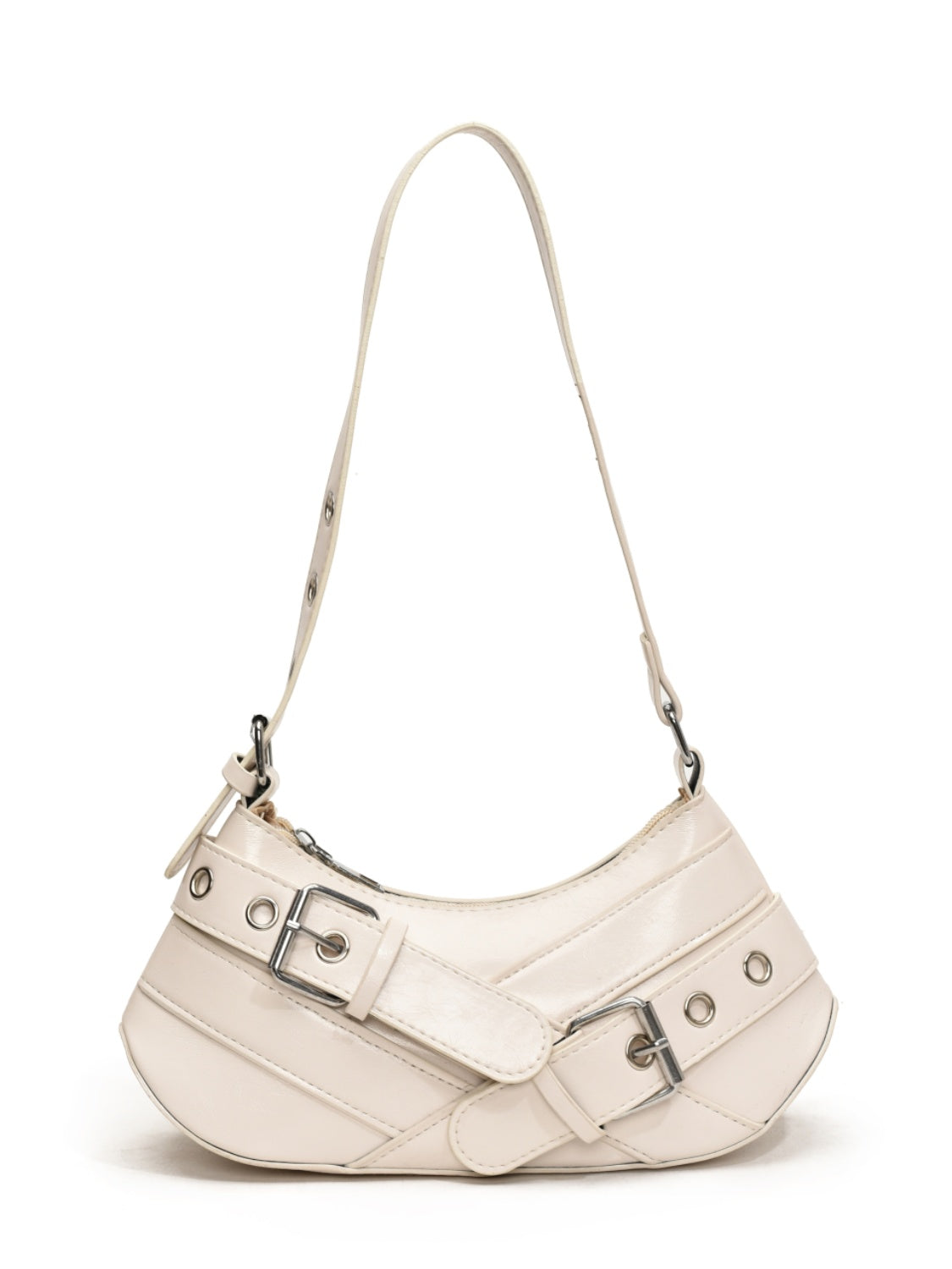 PU Leather Buckle Shoulder Bag - felvior