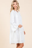 Mittoshop Tiered Notched Flare Sleeve Dress - felvior