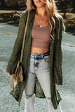 Openwork Open Front Long Sleeve Cardigan - felvior