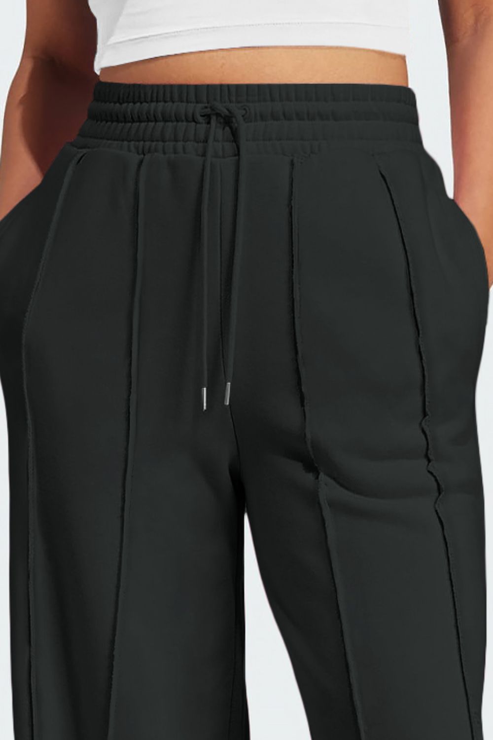 Drawstring Wide Leg Active Pants - felvior