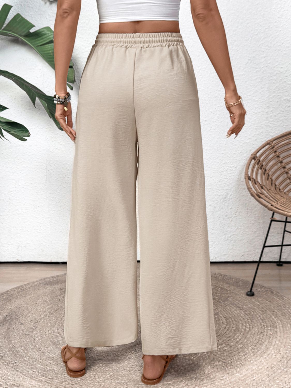 Perfee Drawstring Wide Leg Pants - felvior
