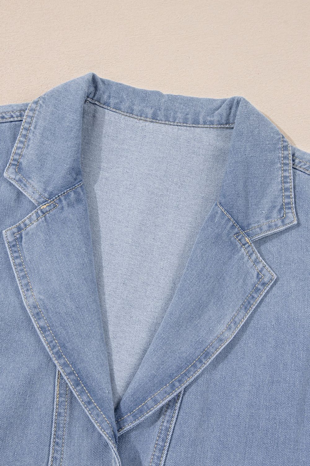 Lapel Neck Cap Sleeve Denim Babydoll Dress - felvior
