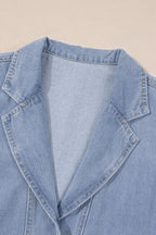 Lapel Neck Cap Sleeve Denim Babydoll Dress