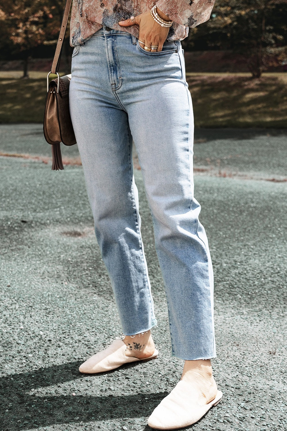 High Waist Straight Jeans with Pockets - felvior