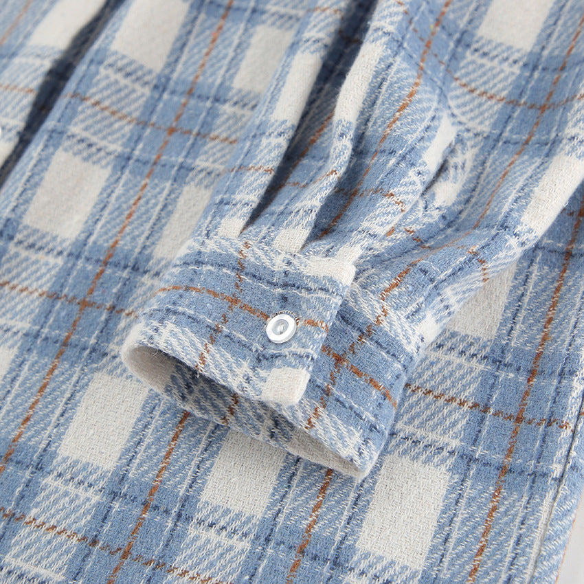 Plaid Button Up Long Sleeve Jacket - felvior