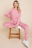 Super Lady Round Neck Raglan Sleeve Top and Drawstring Pants Lounge Set - felvior