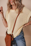 Round Neck Short Sleeve Knit Top - felvior