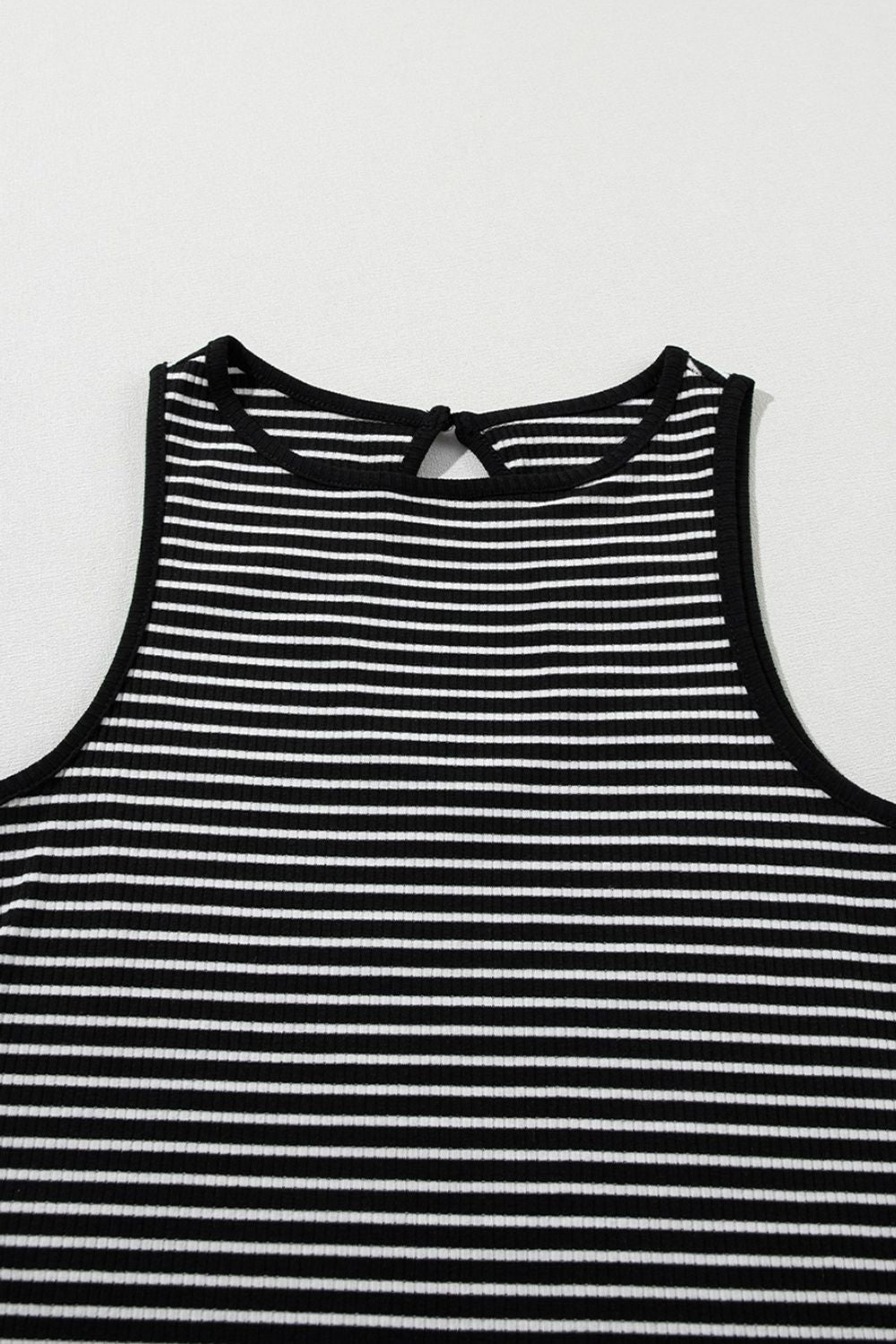 Striped Ribbed Round Neck Tank