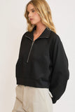 Umgee Full Size Half Zip Cropped Sweatshirt Plus Size - felvior
