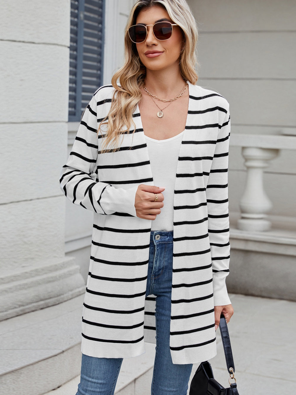 Open Front Long Sleeve Cardigan - felvior