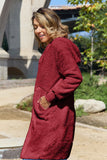 Double Take Full Size Hooded Teddy Bear Jacket with Thumbholes - felvior
