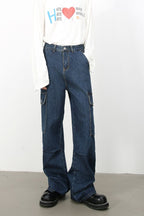 Men's Baggy Jeans with Cargo Pockets
