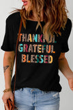 Letter Graphic Round Neck Short Sleeve T-Shirt - felvior
