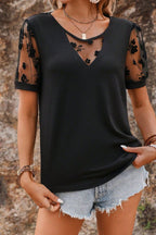 Flora Lace Patchwork Crew Neck Top
