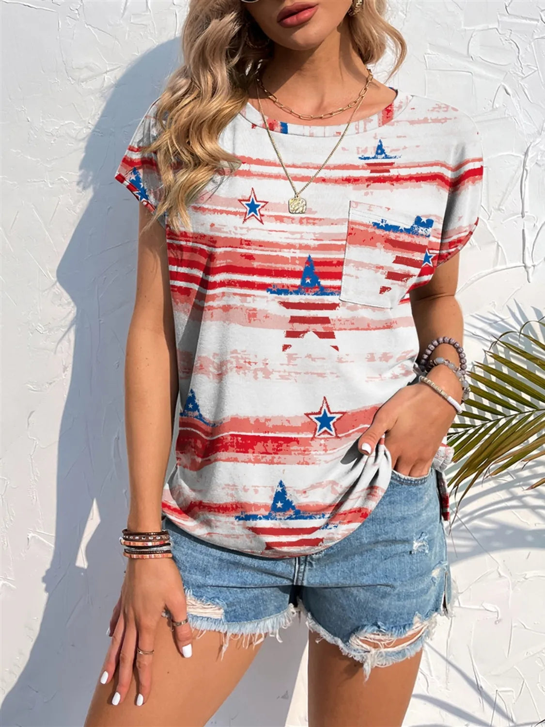 Printed Round Neck Short Sleeve T-Shirt Main image