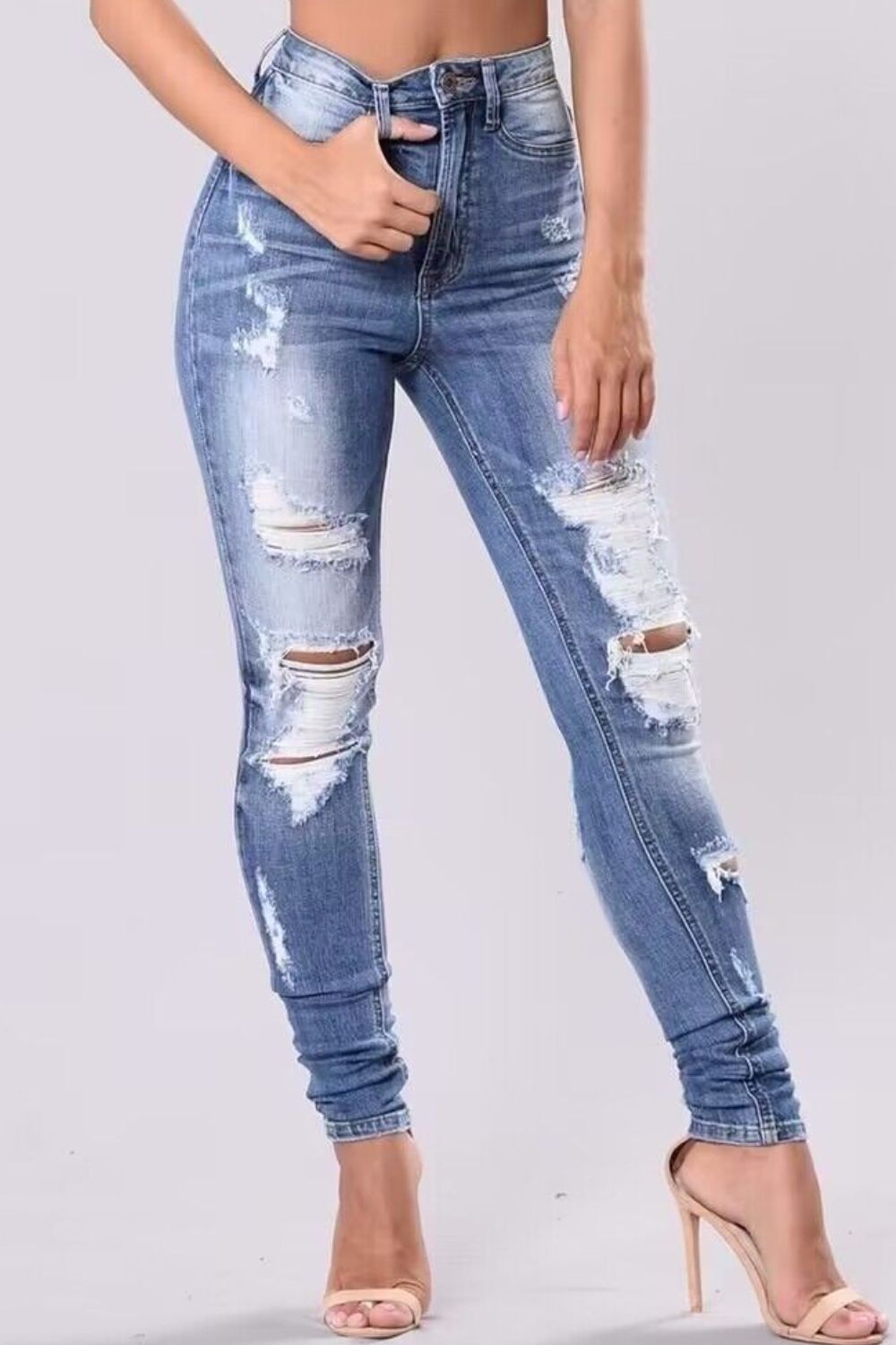 Full Size Distressed Skinny Jeans Plus Size Hauptbild