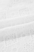 Lace Puff Sleeve V Neck Button Up Shirt