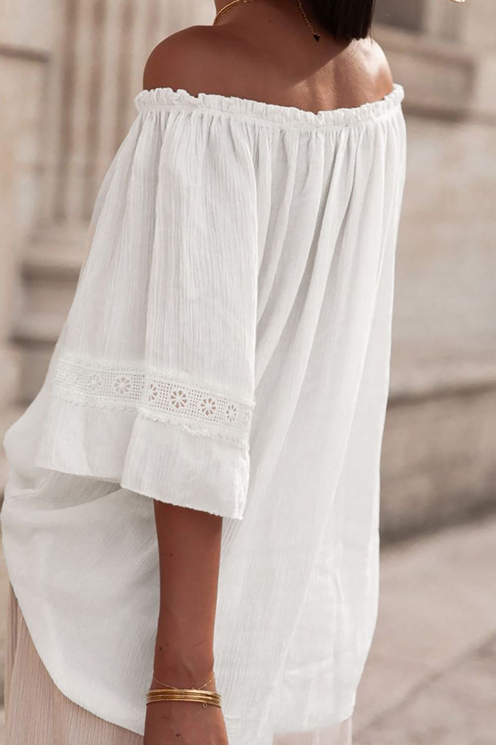 Lace Detail Off-Shoulder Blouse