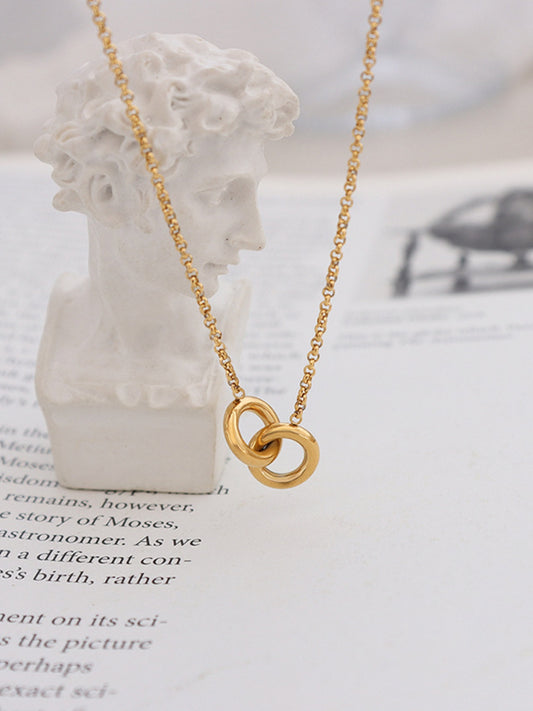 18K Gold-Plated Titanium Steel Hoop Pendant Necklace - felvior