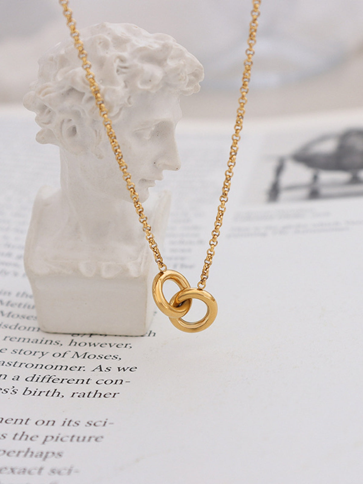 18K Gold-Plated Titanium Steel Hoop Pendant Necklace - felvior