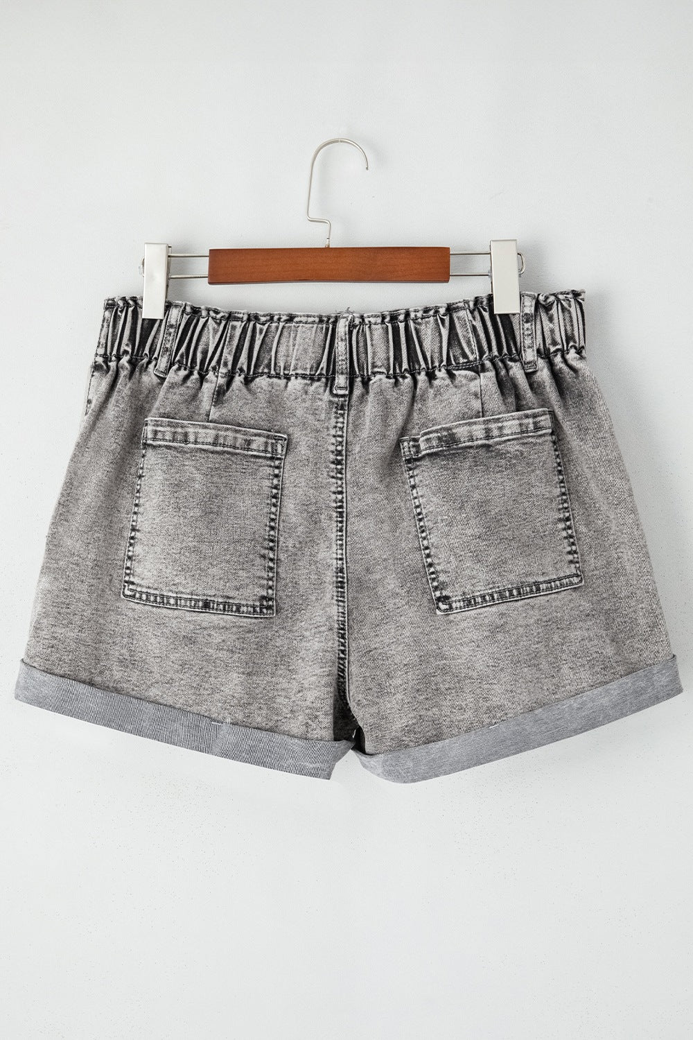Zipped Cuffed Edge Denim Shorts - felvior