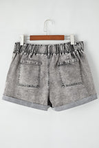 Zipped Cuffed Edge Denim Shorts