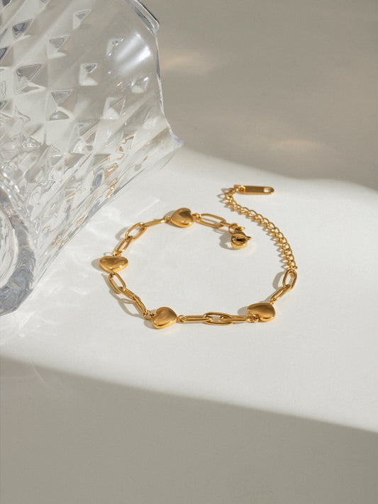 18K Gold-Plated Stainless Steel Heart Bracelet - felvior